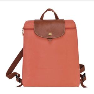 Longchamp Le Pliage Pink Foldable Backpack NWT Leather Blush